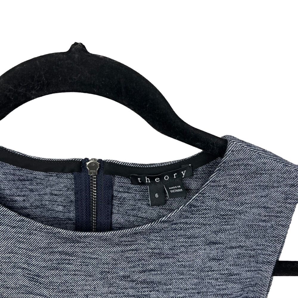 Theory Womens Sheath Dress Stretch Round Neck Sleeveless Zip Black Blue Size 6* - Picture 3 of 6